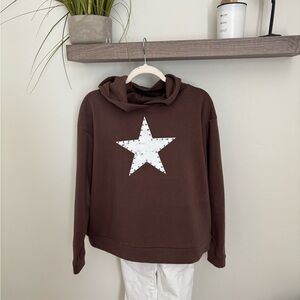 Vintage America Brown Hoodie with White Star with silver studs nwt